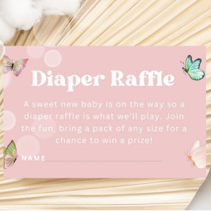 Purple Pink Pastel Butterfly Diaper Raffle Ticket  Enclosure Card