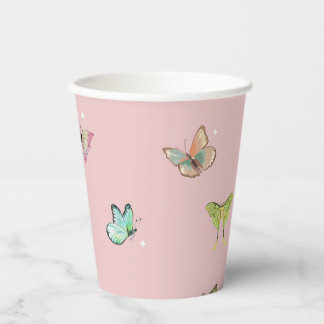 Purple Pink Pastel Butterfly Paper Cups