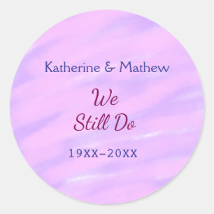 Purple pink pastel Vow renewal anniversary waterco Classic Round Sticker