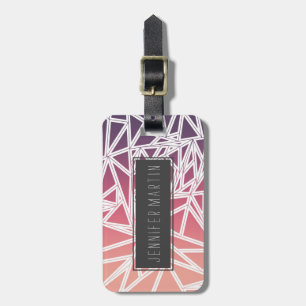 Purple Pink Peach Gradient Triangles Geometric Luggage Tag