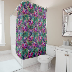 Purple Pink Peacock Floral