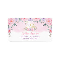Purple Pink Peonies Swan Princess Return Address