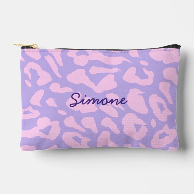 Purple Pink Personalized Girl Accessory Pouch (Front)