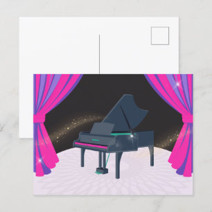 Purple pink piano stage postcard