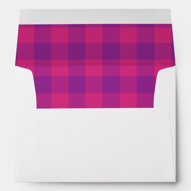Purple Pink Plaid Chequered Pattern Envelope (Back (Bottom))