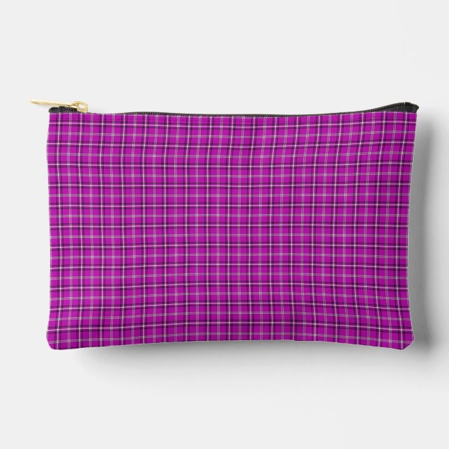 Purple Pink Plaid Classic Pattern Accessory Pouch (Front)