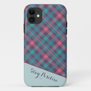 Purple-pink plaid iPhone case