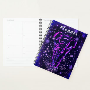 Purple Pink Planner with Walking Elephant