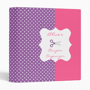 Purple&Pink PolkaDot Personalized Coupon Organizer Binder