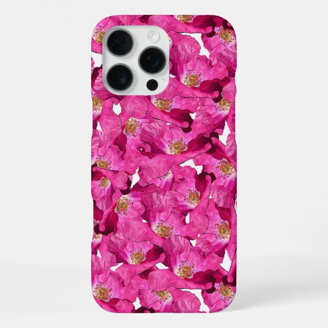 Purple Pink Poppies Galore Pattern  iPhone Case (Back)