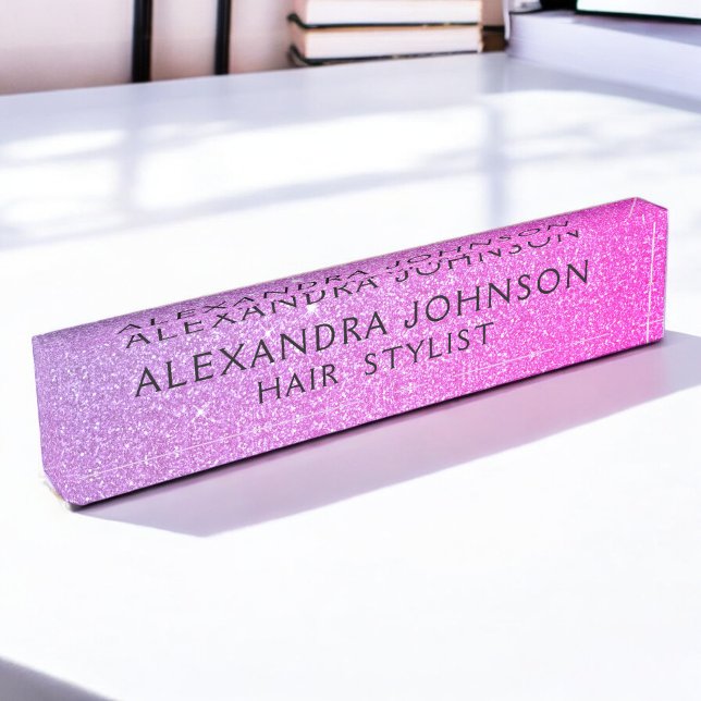 Purple Pink Professional Glitter Sparkle Modern Nameplate (Creator Uploaded)