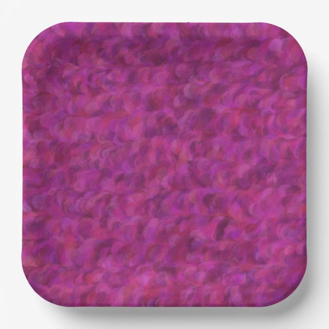 Purple Pink Red Abstract Seamless Pattern Paper Plate (Front)