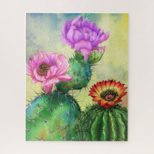 Purple Pink Red Cactus Flowers Puzzle (Vertical)