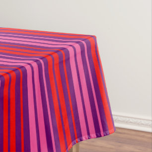 Purple Pink Red Vertical Stripes Design Tablecloth