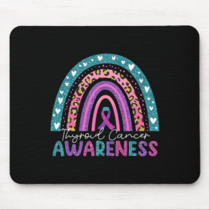 Purple Pink Ribbon Rainbow Thyroid Cancer Awarenes Mouse Pad