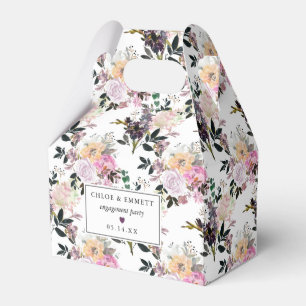 Purple Pink Rose Floral Engagement Party Favor Box