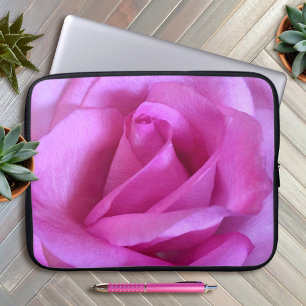 Purple pink rose flower photo simple bold modern laptop sleeve