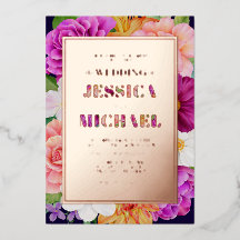 Purple Pink Rose Gold Floral Wedding Details