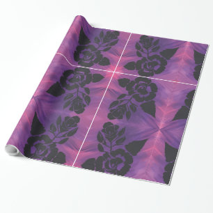 Purple & Pink Rose Wrapping Paper Roll Silhouette
