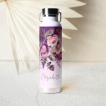Purple pink roses elegant personalized  water bottle<br><div class="desc">Bridesmaid gifts Purple pink vintage roses elegant personalized name water bottle,   Purple lavender colour theme</div>