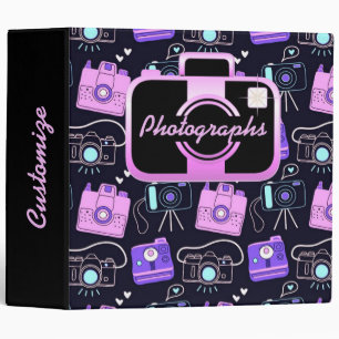 Purple & Pink Shutter Bug Retro Cameras Binder