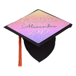Purple Pink Sparkle Glitter Class of 2019 Graduate Graduation Cap Topper