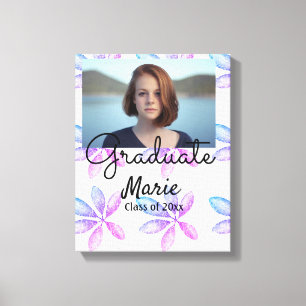 purple pink sparkle glitter leaves photo graduate canvas print