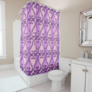 Purple Pink Stripes Whimsical Twisted Hearts  