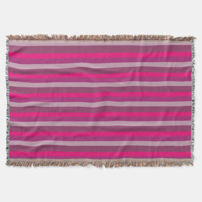 Purple  Pink Summer Mood Lines Throw Blanket (Front)