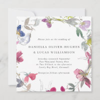 Purple & Pink Sweet Pea Wreath Square Wedding