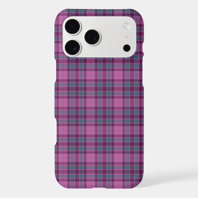 Purple Pink Teal Black Plaid Tartan iPhone Case (Verso)