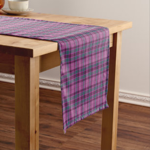 Purple Pink Teal Black Plaid Tartan Table Runner