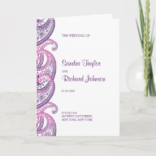Purple & Pink Traditional Indian Paisley Wedding Program