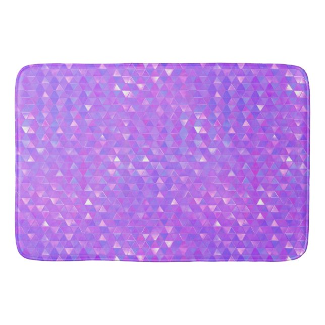 Purple Pink Trendy Triangles Geometric Pattern Bath Mat (Front)
