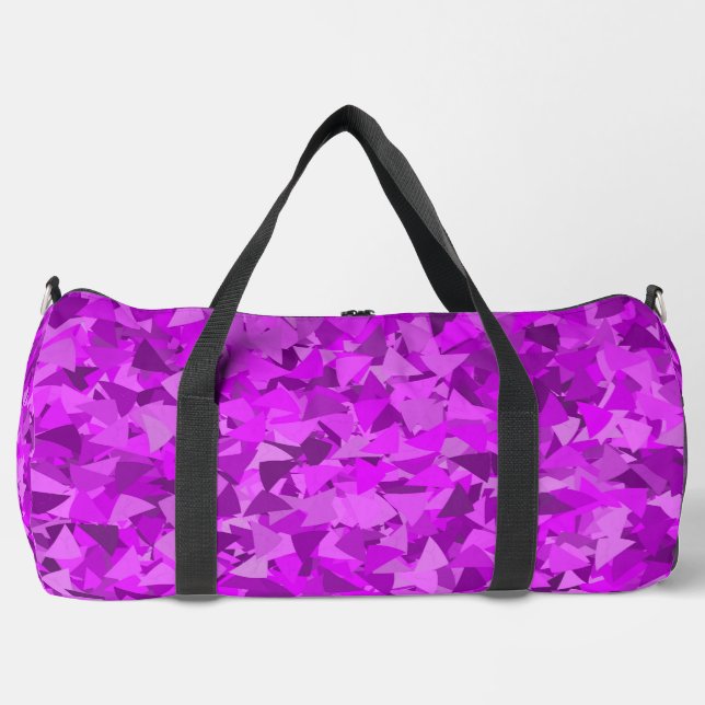 Purple Pink Triangle Pattern Large Duffle Bag (Front)