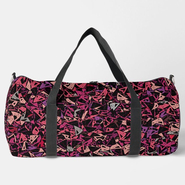 Purple Pink Triangle Pattern Large Duffle Bag (Front)