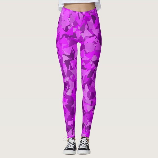 Purple Pink Triangle Pattern Leggings (Front)