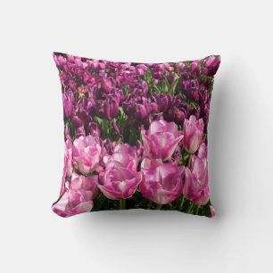 Purple & Pink Tulip Garden Bed, Oregon Throw Pillow
