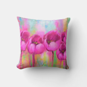 Purple Pink Tulips Pillow