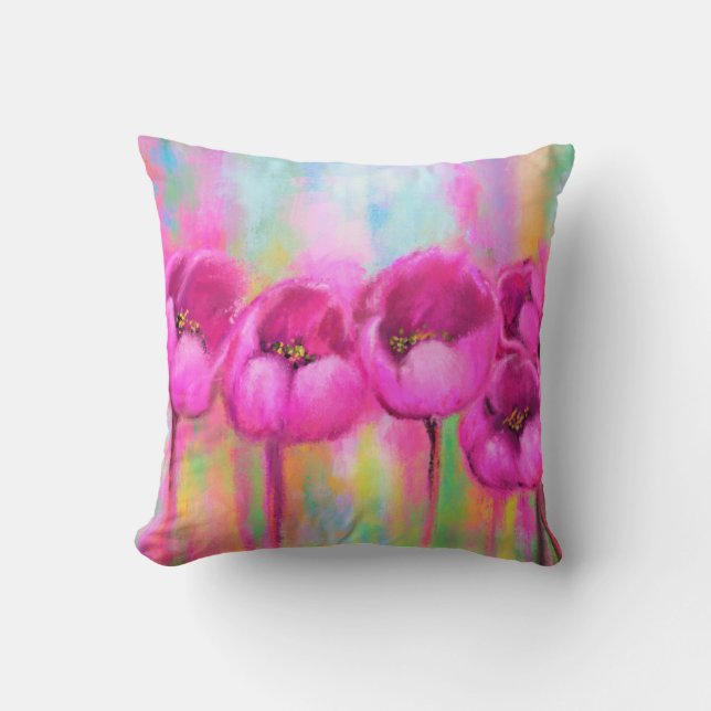 Purple Pink Tulips Pillow (Front)