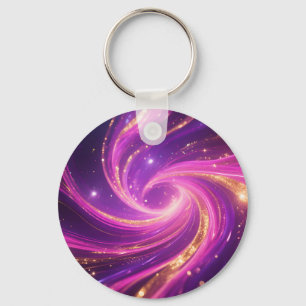 Purple Pink Vortex Energy Swirl Abstract Keychain