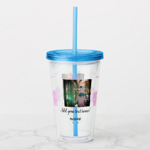 Purple pink watercolor father son dad add image te acrylic tumbler