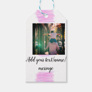 Purple pink watercolor father son dad add image te gift tags