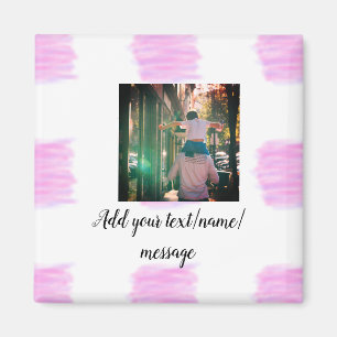 Purple pink watercolor father son dad add image te magnet
