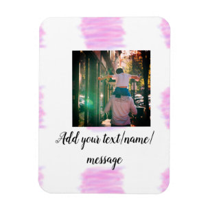 Purple pink watercolor father son dad add image te magnet