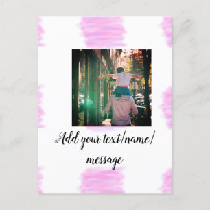 Purple pink watercolor father son dad add image te postcard