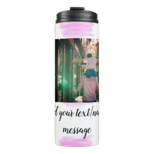 Purple pink watercolor father son dad add image te thermal tumbler