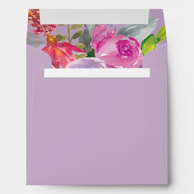 Purple Pink Watercolor Floral Envelope (Back (Bottom))