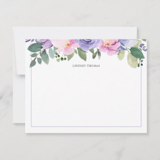Purple Pink Watercolor Floral Personalized Card