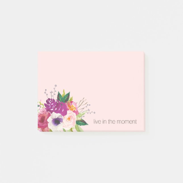 Purple Pink Watercolor Flowers Post-it Notes (Front)